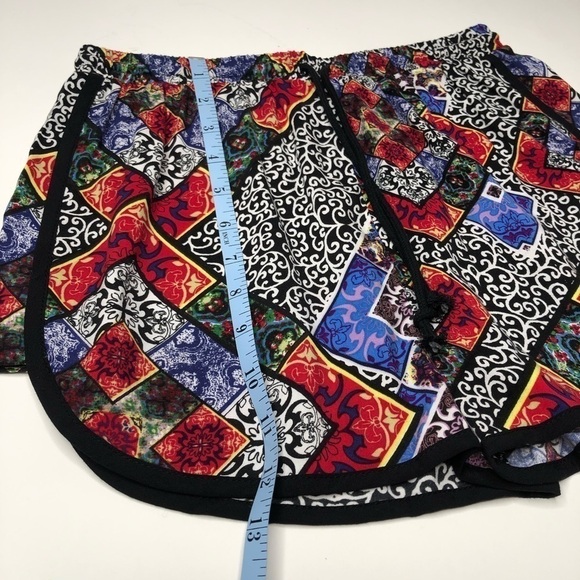 MINKPINK Boho Titled Colorful Hippie Artsy Flowy Drawstring Hottie Short Shorts - Picture 13 of 14